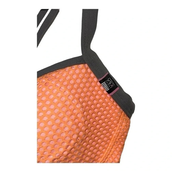 0343. Victoria's Secret‎ Sports Bra 32D Orange High Support Strappy Back - Picture 3 of 7